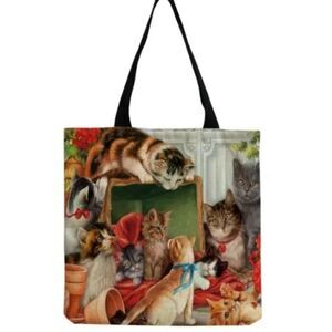 Kitty cat lady tote bag